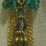 Delicate Gold Chain Teal And Champagne Crystal..