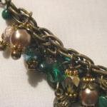 Genuine Malachite Teal Crystal And Bronze Antique..