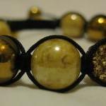 Champagne Crystal Pave Bead And Gold Haematite And..