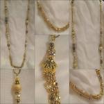 Antique Gold Crystal And Pearl Multi Chain..