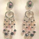 Black And Rose Crystal Chandelier Earrings