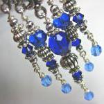Ocean Blue Crystal Chandelier Earrings