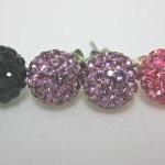 Crystal Pave Bead Earrings In Pink, Lilac, Black,..