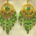 Genuine Jade And Leafy Green Crystal Antique Gold..