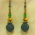 Sparkling Emerald Green Pave Bead, Amber Crystal..