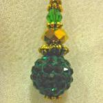 Sparkling Emerald Green Pave Bead, Amber Crystal..
