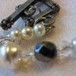 Haematite, Clear Crystal And Ivory Pearl Memory..