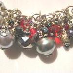 Sumptuous Ruby Red Crystal And Haematite Silver..
