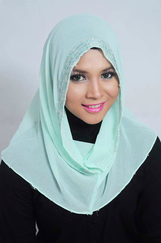 Hand Embellished Premium Quality Designer Crepe Chiffon Malaysian Hoodie Hijab