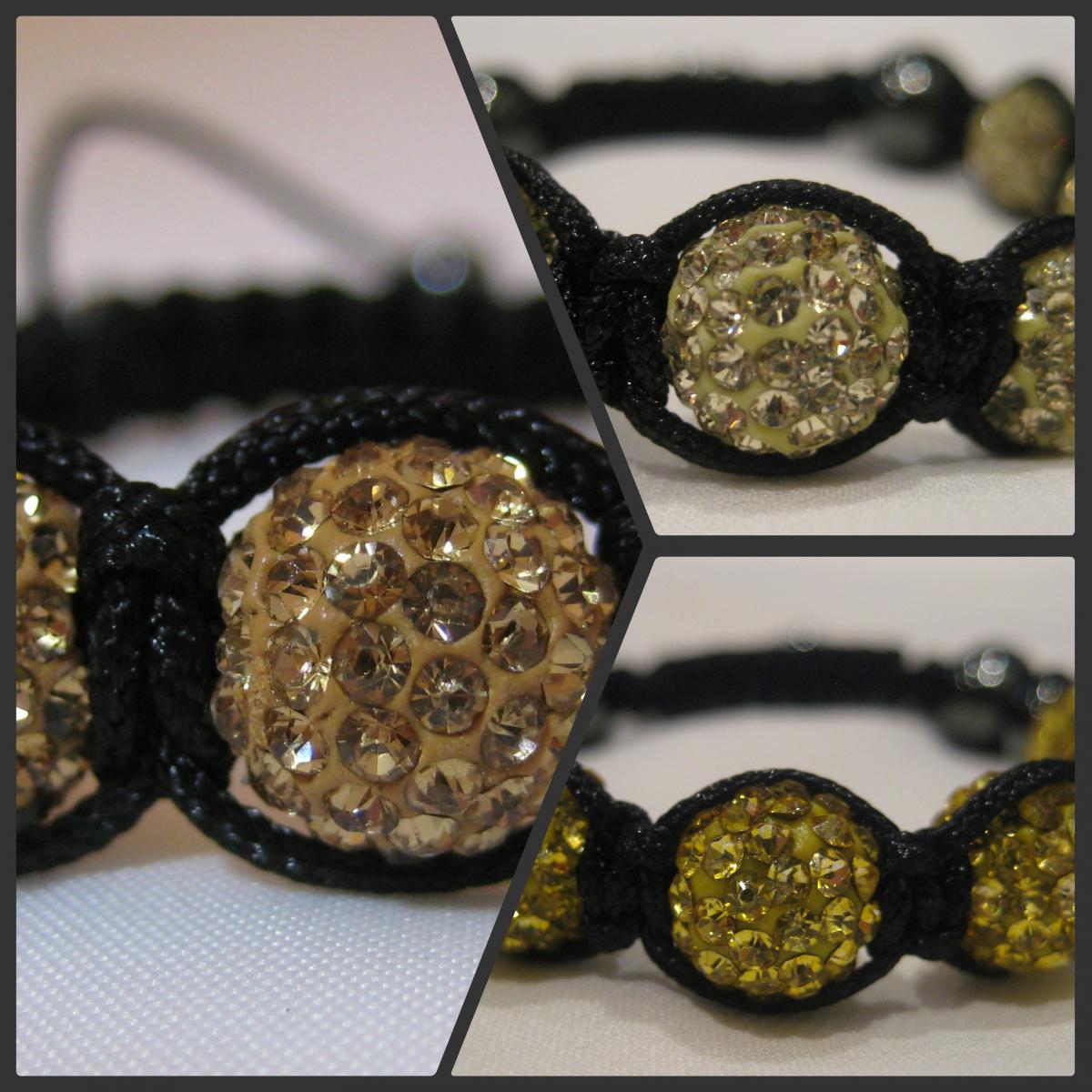 One Colour - Golds Champagne, Lemon Or Yellow Gold Crystal Pave Bead Macrame Friendship Bracelet